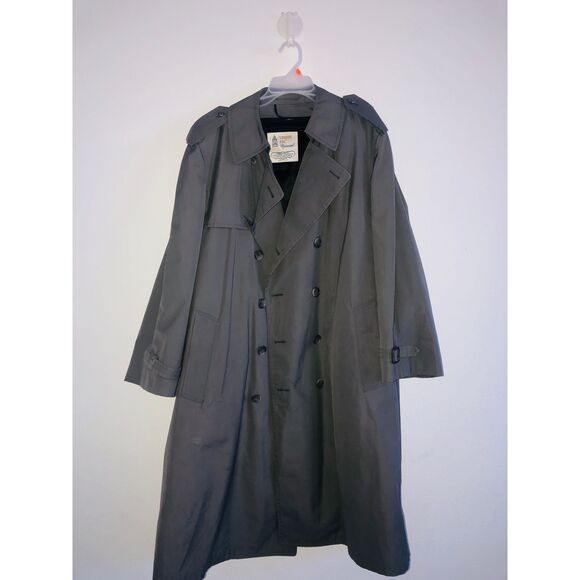 London Fog Maincoats máde The USA 46 reg gray men’s trench coat - Picture 1 of 12